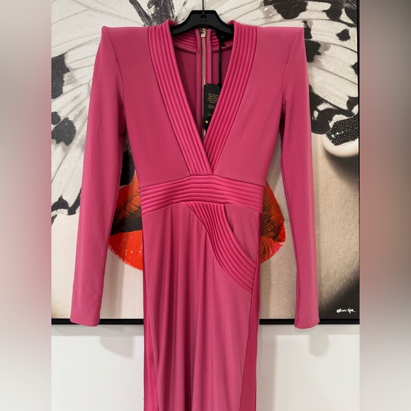 ZHIVAGO 976B The Heiress Gown in Damask Battle Line Long Sleeve Maxi Dress - Picture 6 of 14